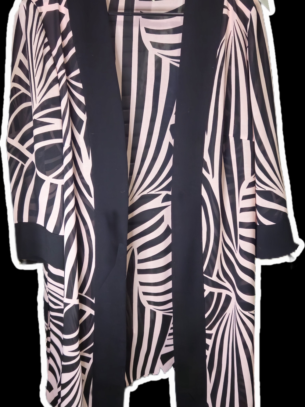 DANA KAY Vintage Women's Pink and Black Printed Kimono Cardigan